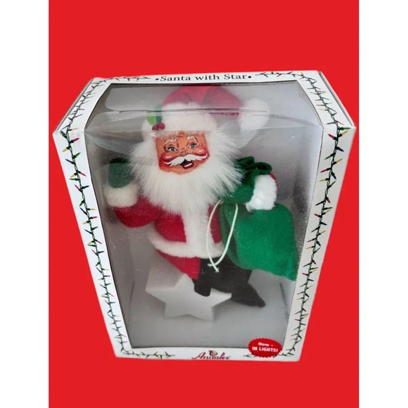 ANNALEE 9" CHRISTMAS DELIGHTS SANTA CLAUS & BAG HOLIDAY STAR LIGHTS UPDOLL NWT - Picture 6 of 11
